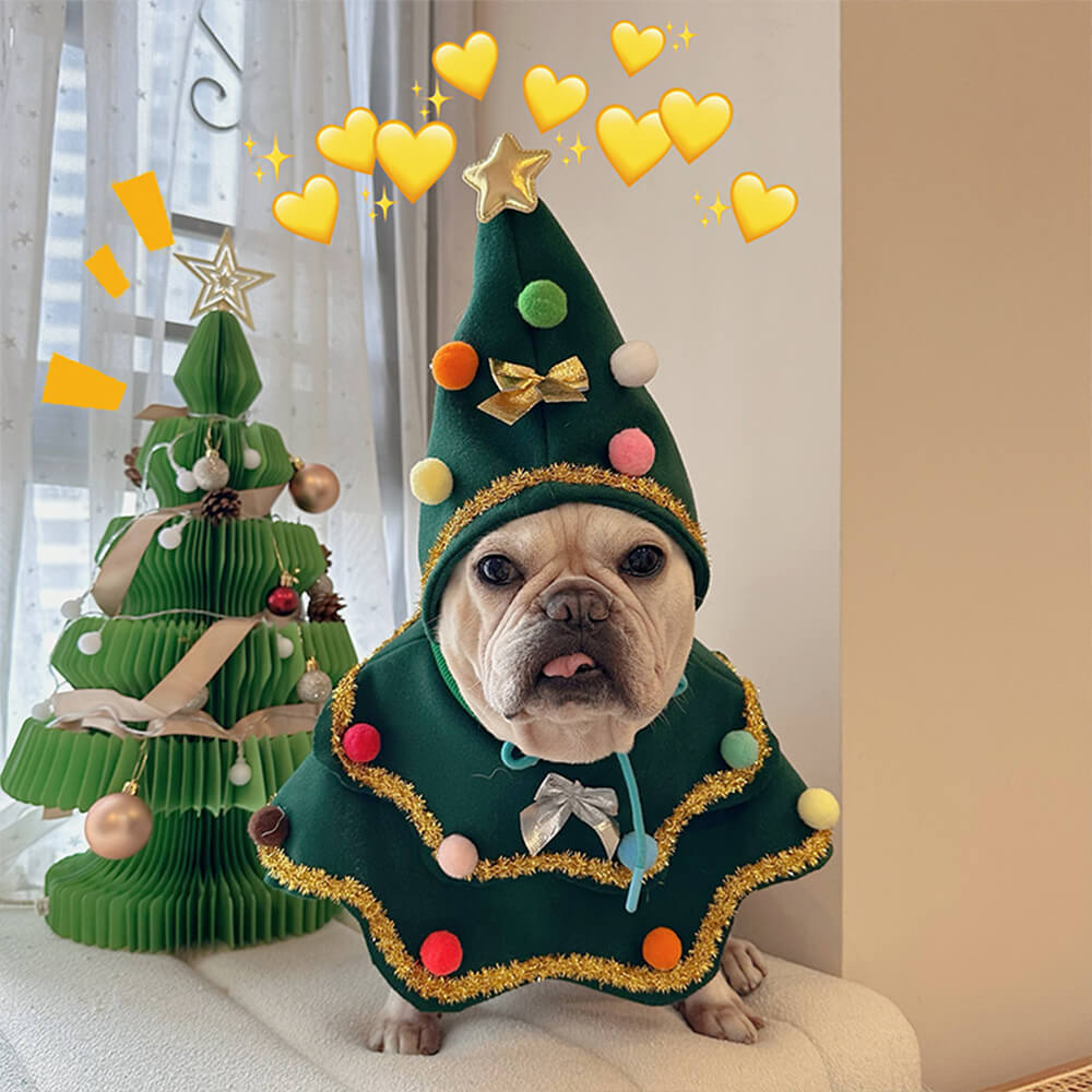 Weihnachtsbaum-Mütze Umhang Outfit Cosplay-Kostüm für Hunde und Katzen