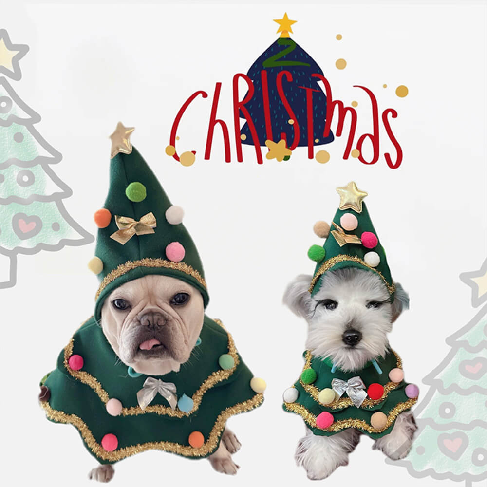 Weihnachtsbaum-Mütze Umhang Outfit Cosplay-Kostüm für Hunde und Katzen