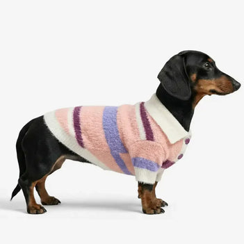 Farbblockierte gestreifte gefälschte Nerz-Fell-Warm-Dackel-Hundepullover geeignet für Welpen