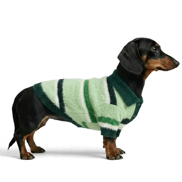 Farbblockierte gestreifte gefälschte Nerz-Fell-Warm-Dackel-Hundepullover geeignet für Welpen
