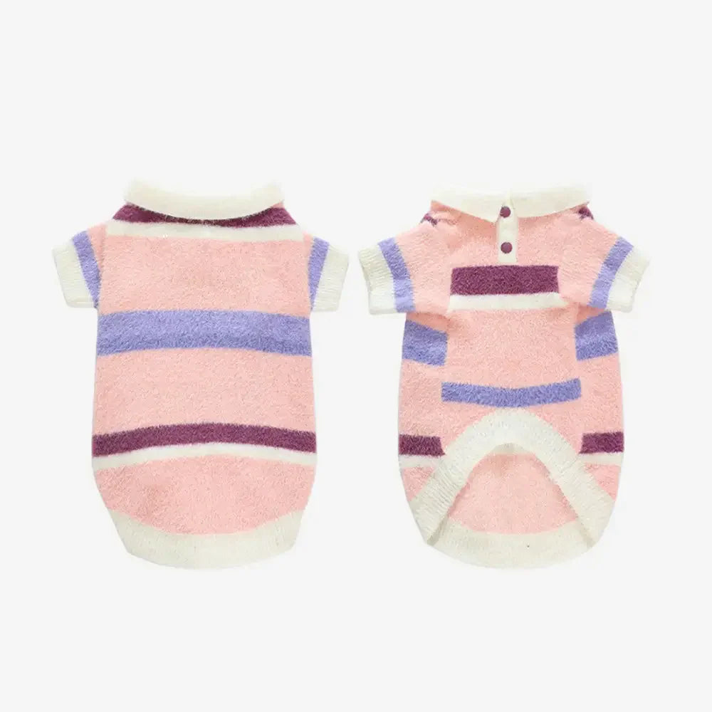 Farbblockierte gestreifte gefälschte Nerz-Fell-Warm-Dackel-Hundepullover geeignet für Welpen