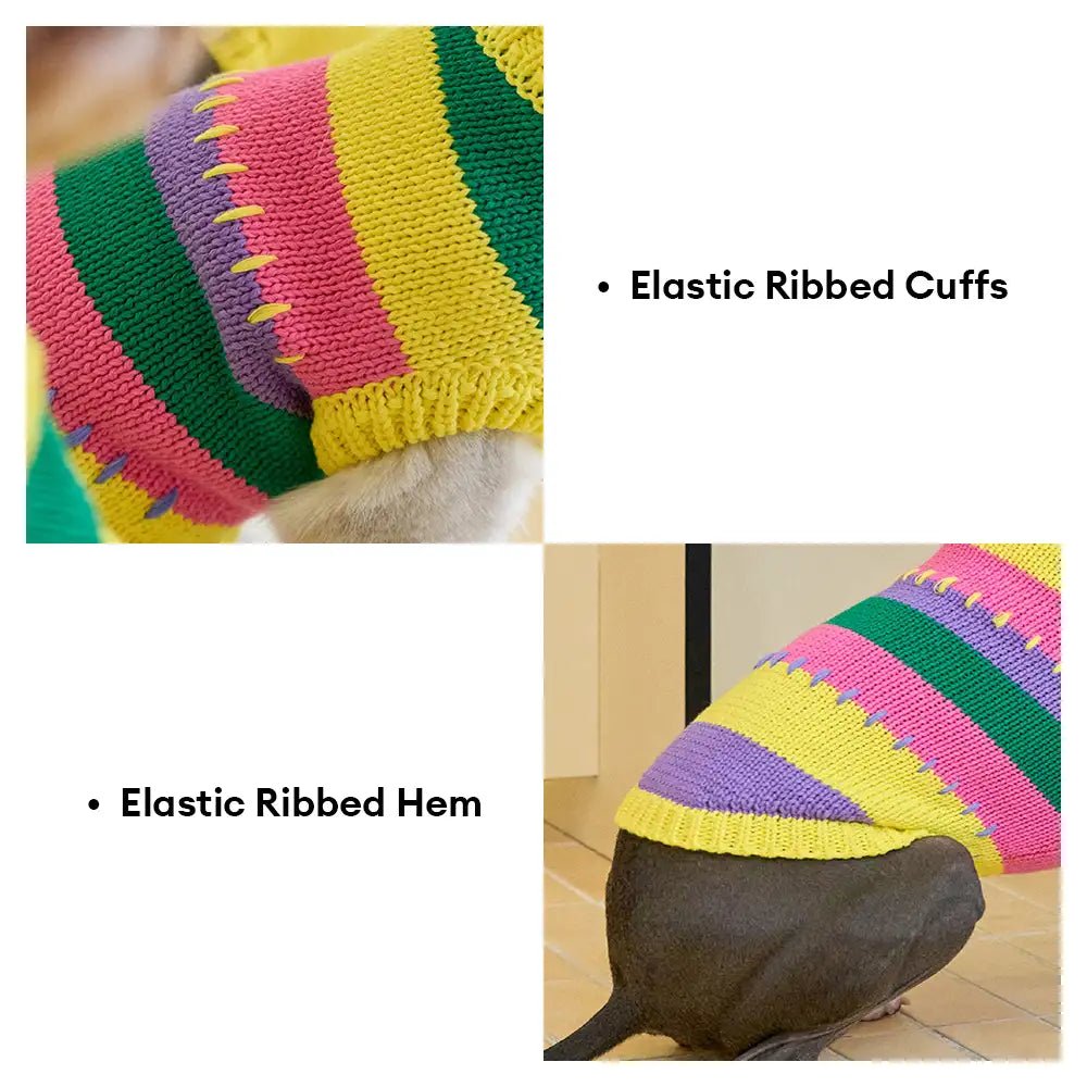 Farbblockierte gestreifte Dackel ärmelloser Hundepullover