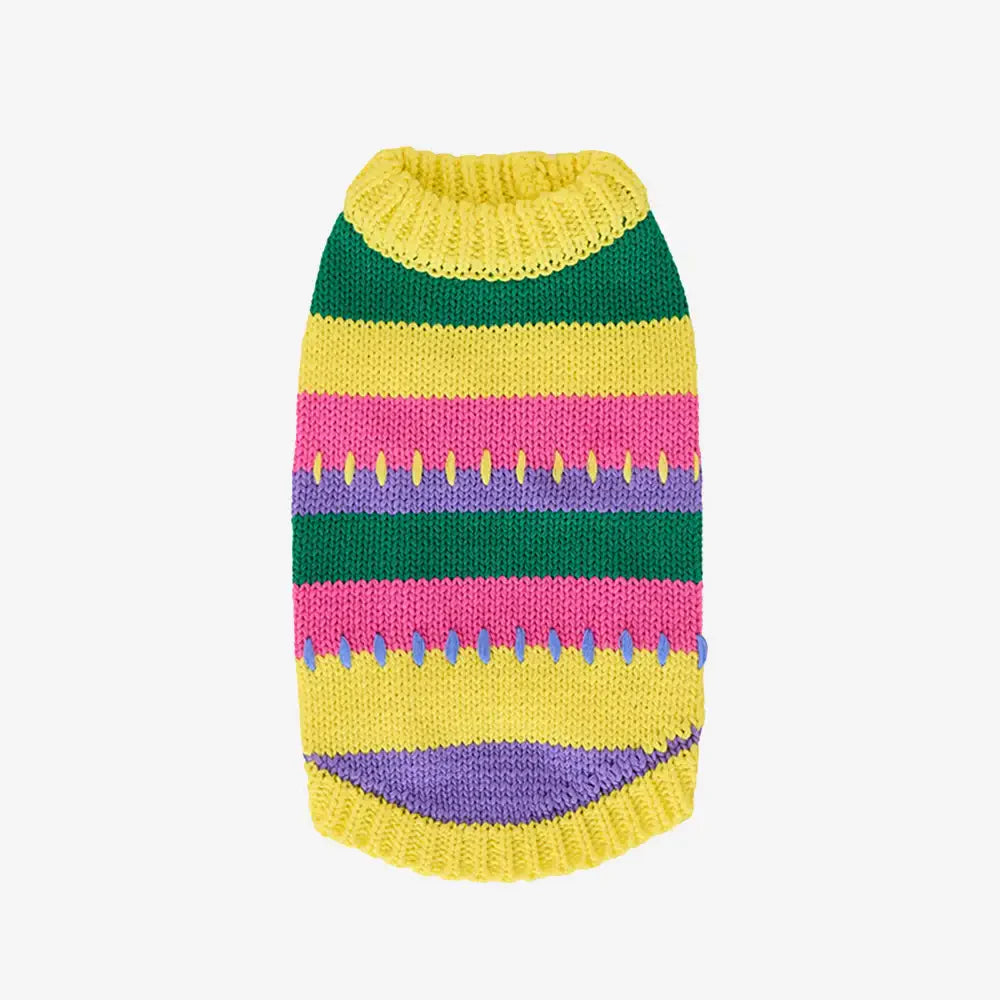 Farbblockierte gestreifte Dackel ärmelloser Hundepullover