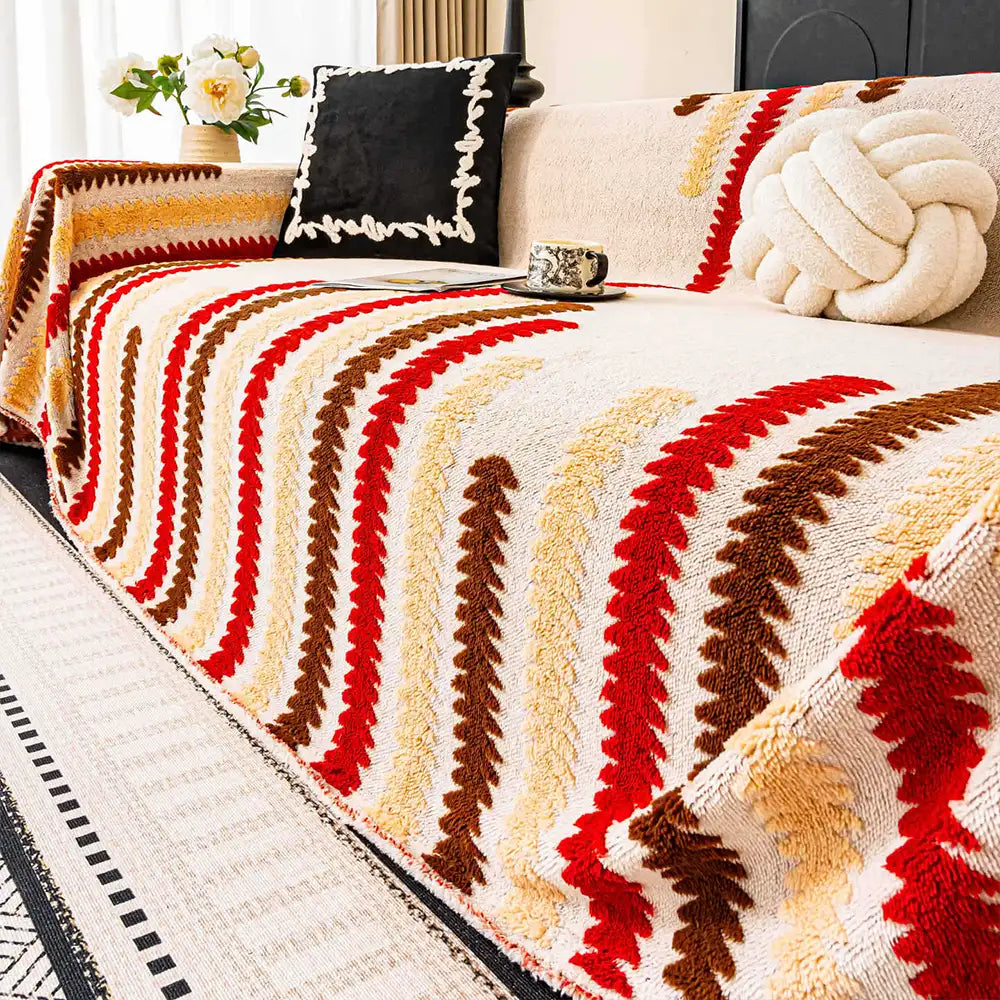 Bunte farbblockierte anti-Kratzer Plüsch Sofa-Schutzhülle