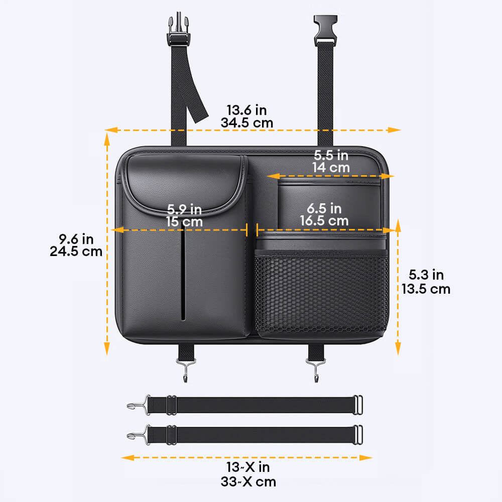 Kompakter Autositz-Rückenorganizer mit Taschentuchhalter