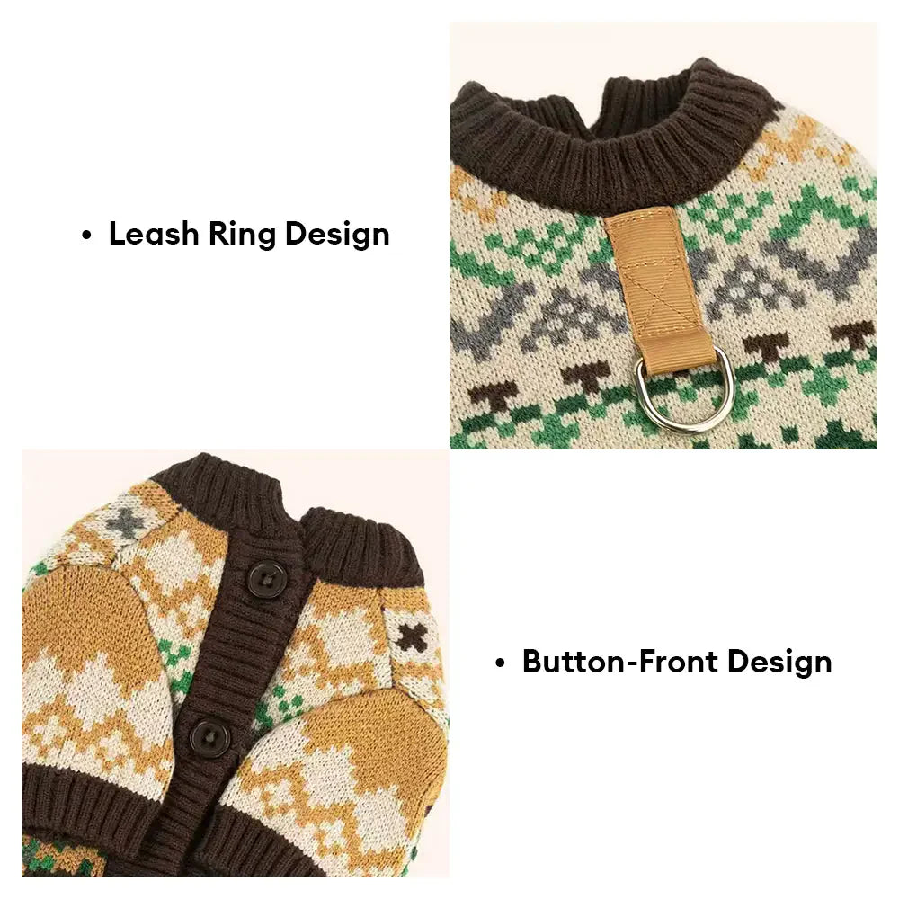 Fair Isle Vintage-Muster Dachshund und kleiner bis mittelgroßer Hund Pullover