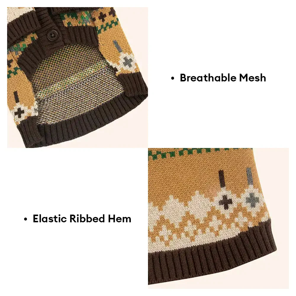 Fair Isle Vintage-Muster Dachshund und kleiner bis mittelgroßer Hund Pullover