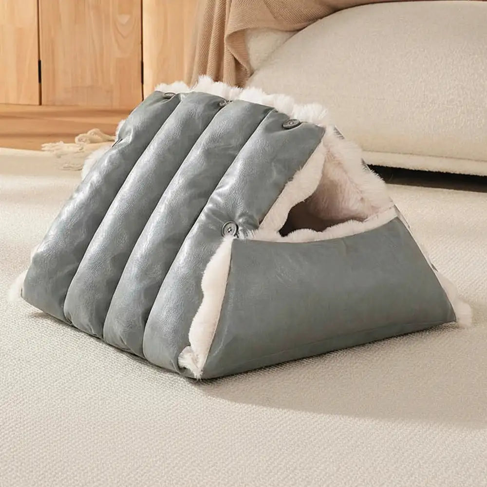 Faux-Leder Vintage Multifunktions Plüsch Hundebett Umwandelbarer Hund Autositz