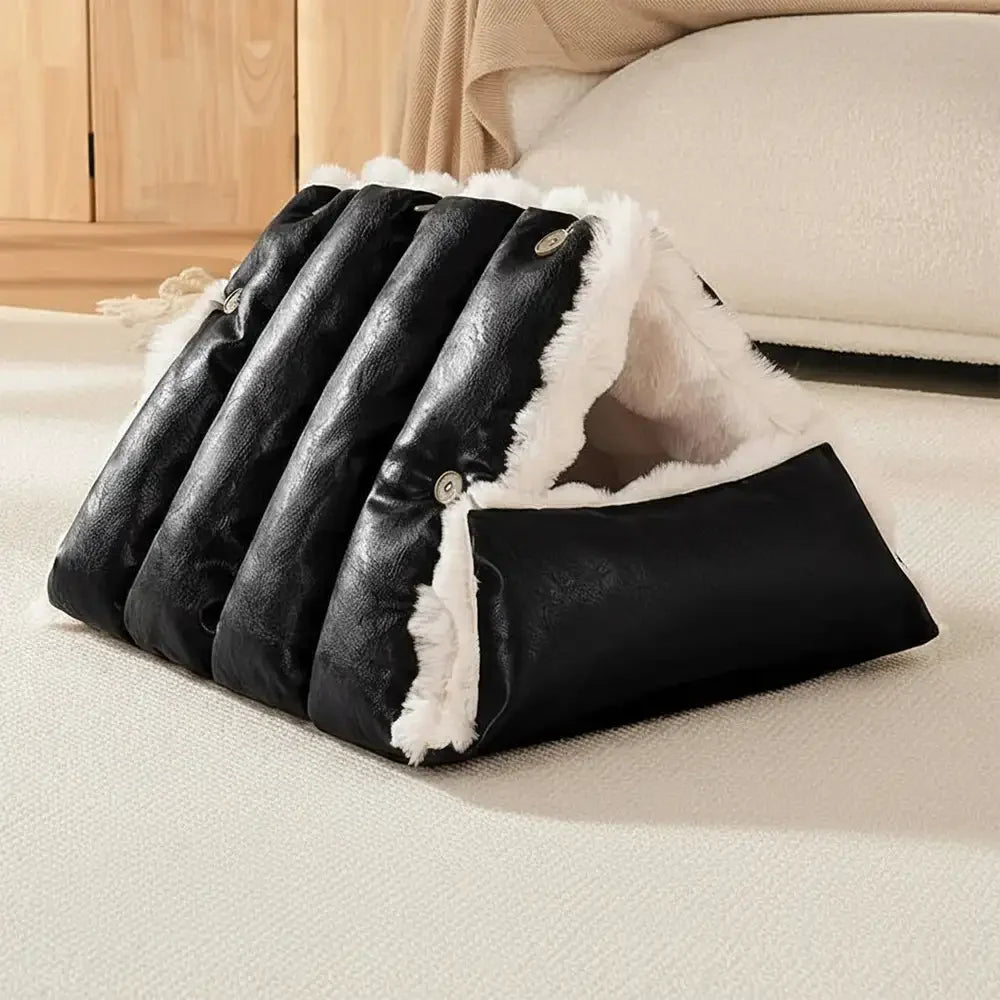 Faux-Leder Vintage Multifunktions Plüsch Hundebett Umwandelbarer Hund Autositz