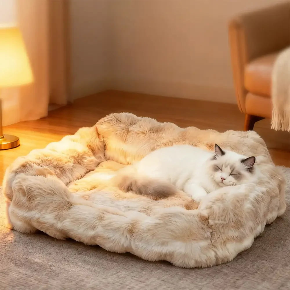 Faux Rabbit Velvet Flauschiges Weiches Hunde- und Katzen-Sofa-Bett