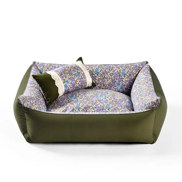 Blumenmuster Anti-Statik Waschbar Ganzjahres-Eckhundebett