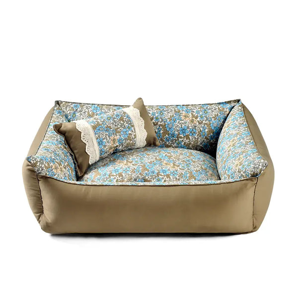 Blumenmuster Anti-Statik Waschbar Ganzjahres-Eckhundebett