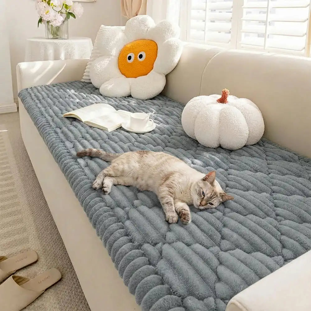 Fluffiger, fusseliger haustierfreundlicher Sofaschoner, waschbarer Couchbezug, Haustiermatte