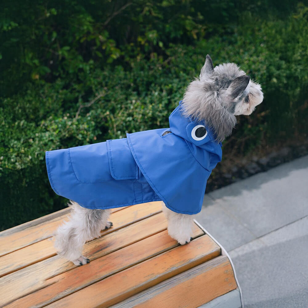 Wasserdichter Leichter Poncho-Regenmantel mit Kapuze für Hunde im Frosch-Design