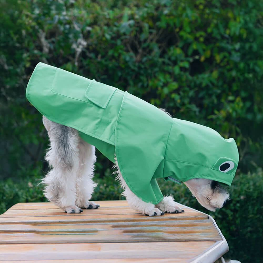 Wasserdichter Leichter Poncho-Regenmantel mit Kapuze für Hunde im Frosch-Design