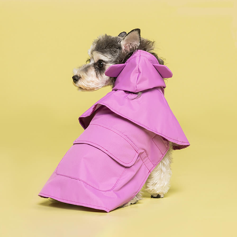 Wasserdichter Leichter Poncho-Regenmantel mit Kapuze für Hunde im Frosch-Design