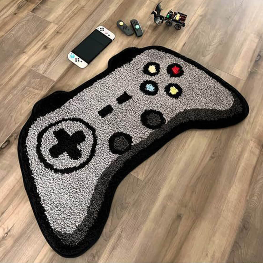 Bedruckter Teppich aus Kunstkaschmir in Form eines Gamecontrollers