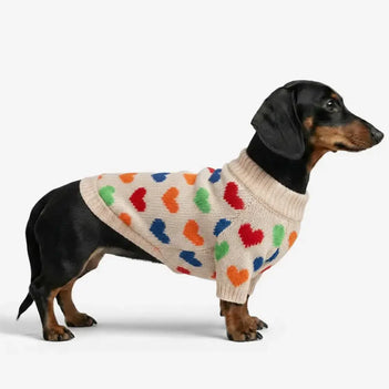 Herz-Muster Dackel Hund Pulli