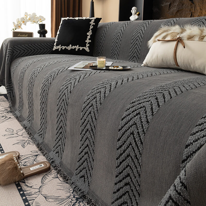 Heringbone Chenille langlebiger Wurfsofa-Bezug mit nahtloser Musterstickerei