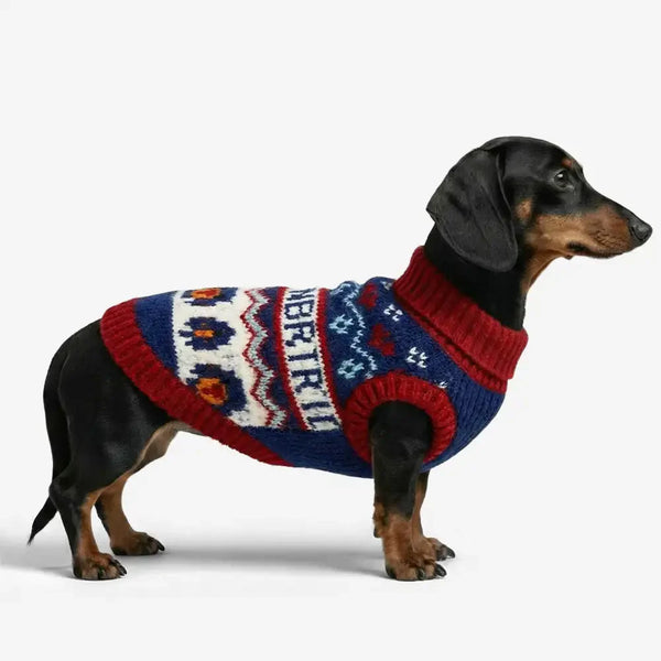 Jacquard dick gestrickter ärmelloser Hundepullover – Entworfen für Dackel, Französische Bulldoggen und Möpse
