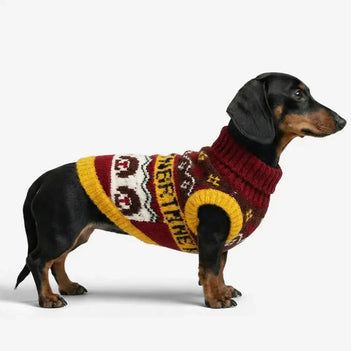 Jacquard dick gestrickter ärmelloser Hundepullover – Entworfen für Dackel, Französische Bulldoggen und Möpse