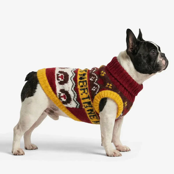 Jacquard dick gestrickter ärmelloser Hundepullover – Entworfen für Dackel, Französische Bulldoggen und Möpse
