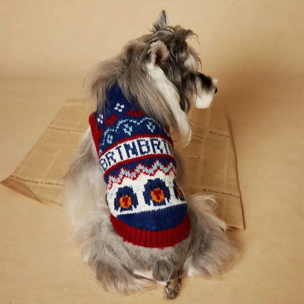 Jacquard dick gestrickter ärmelloser Hundepullover – Entworfen für Dackel, Französische Bulldoggen und Möpse