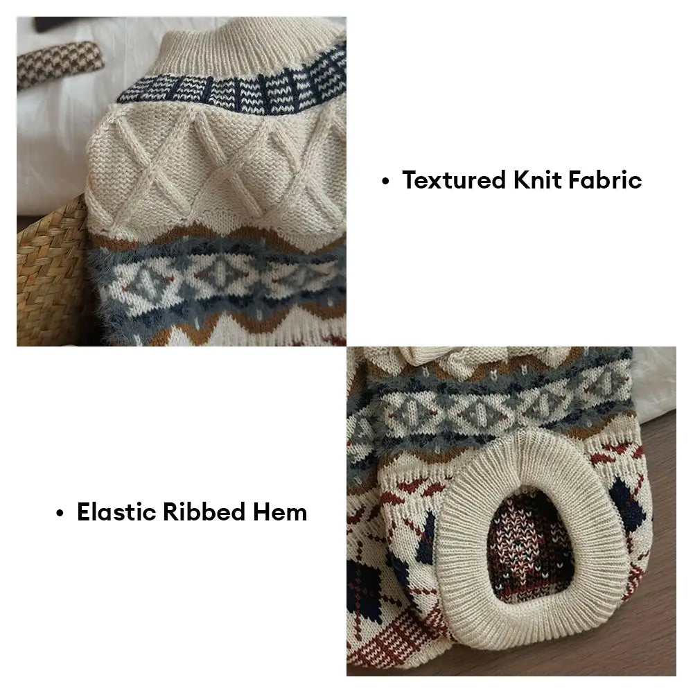 Gestrickter Fair Isle Diamant Hundepullover