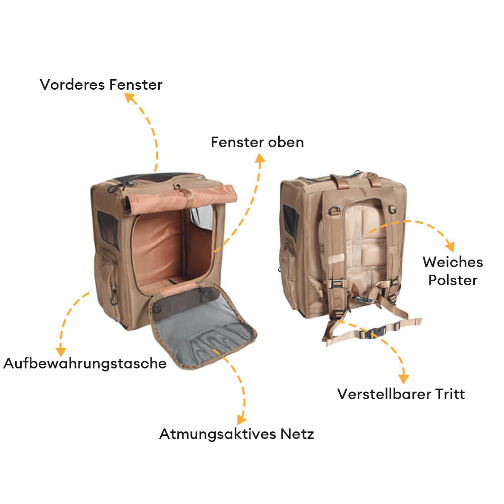 Großer Atmungsaktiver Wasserdichter Reise-Rucksack für Haustiere aus Netzmaterial