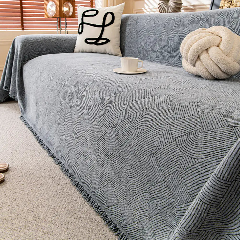 Linienmuster Chenille Bequemer Kratzfester Sofaschoner Couchbezug
