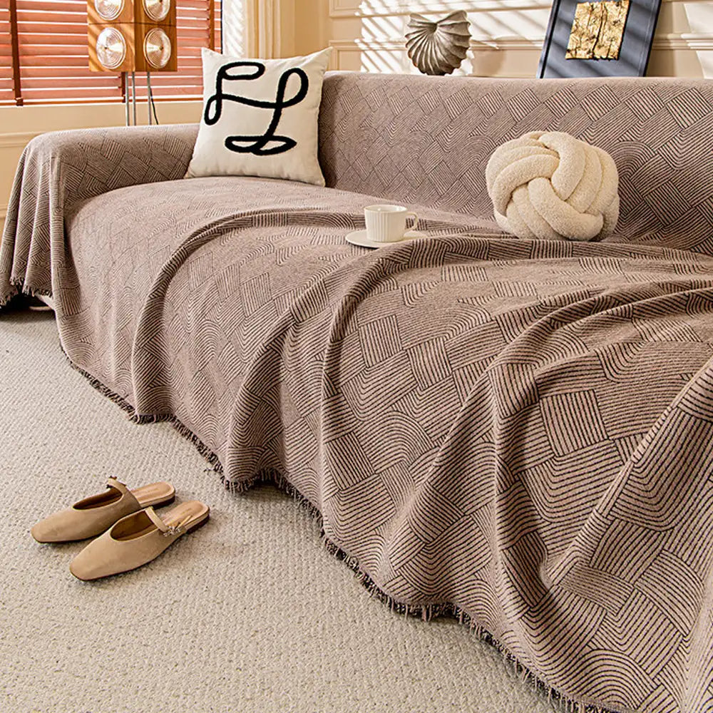 Linienmuster Chenille Bequemer Kratzfester Sofaschoner Couchbezug