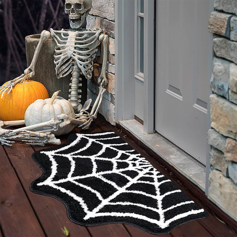 Luxuriöser Halloween-Teppich aus Kunstkaschmir mit Spinnennetz-Design