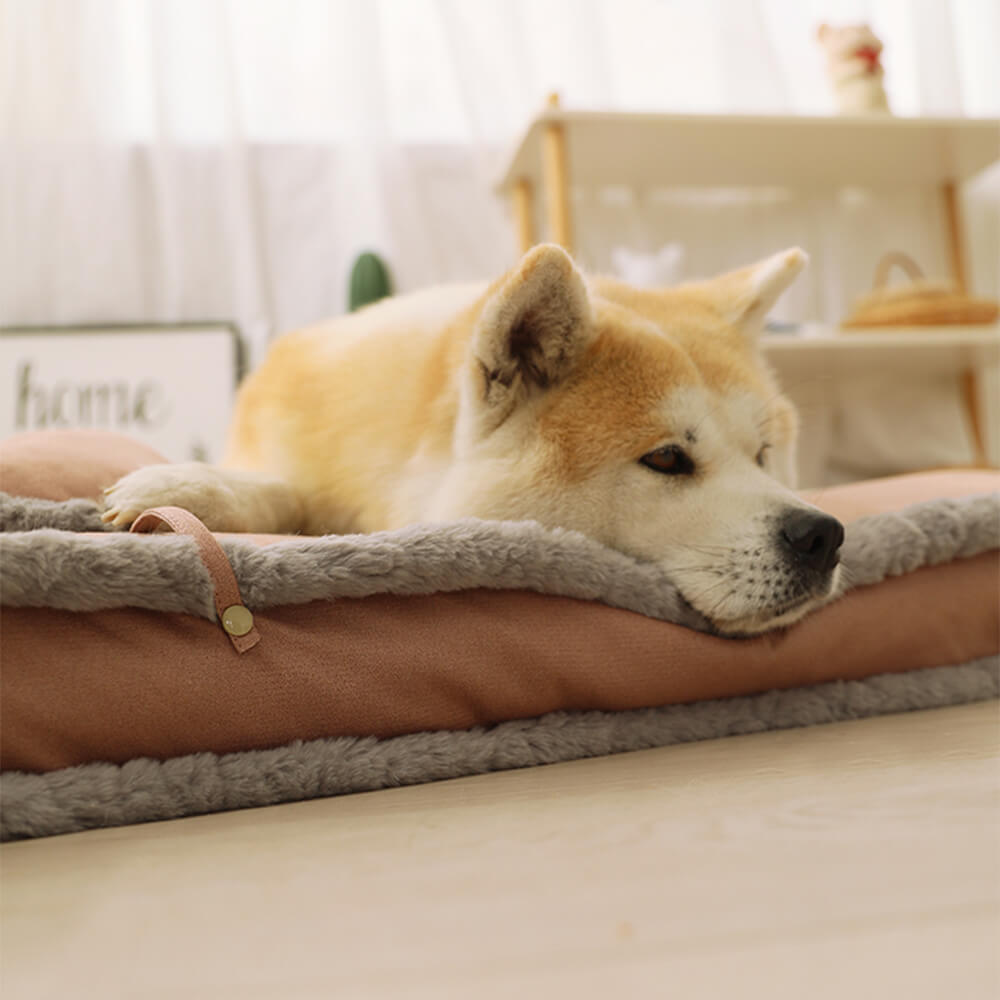 Luxuriöses Retro-Hundebett aus Kunstleder mit Kissen für Tiefen Schlaf