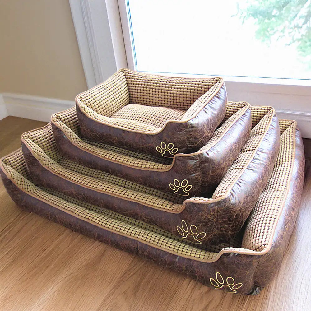 Luxoriöses Kunstleder Weiches Fleece Waschbares Hundesofa-Bett