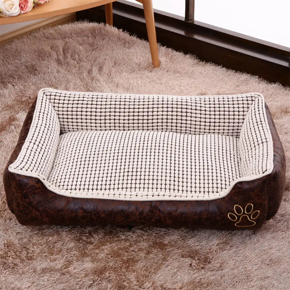 Luxoriöses Kunstleder Weiches Fleece Waschbares Hundesofa-Bett