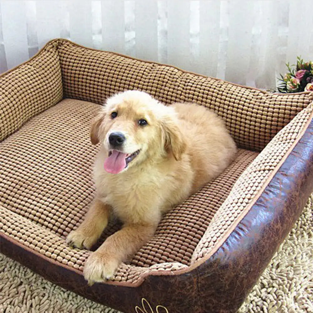 Luxoriöses Kunstleder Weiches Fleece Waschbares Hundesofa-Bett