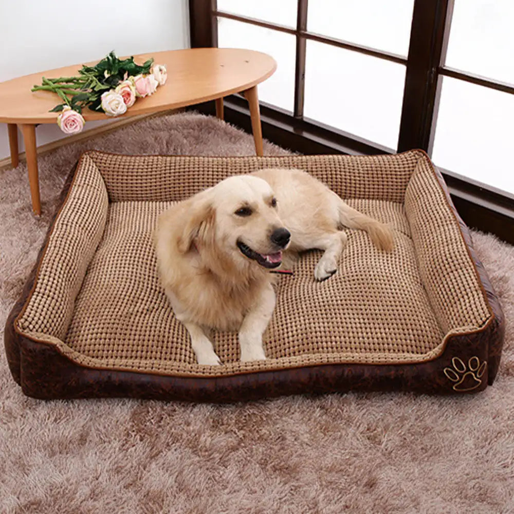 Luxoriöses Kunstleder Weiches Fleece Waschbares Hundesofa-Bett