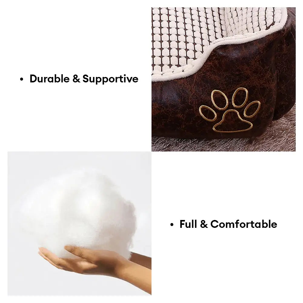 Luxoriöses Kunstleder Weiches Fleece Waschbares Hundesofa-Bett
