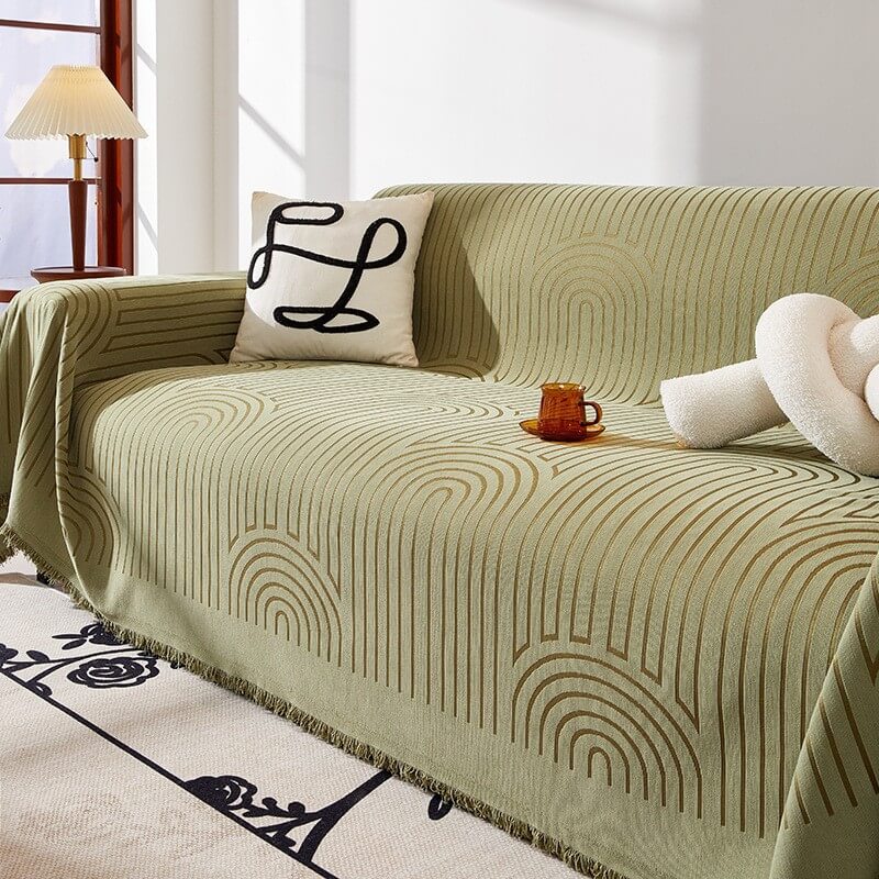 Minimalistisches Bogenmotiv kratzfester Chenille-Wurfsofa-Bezug
