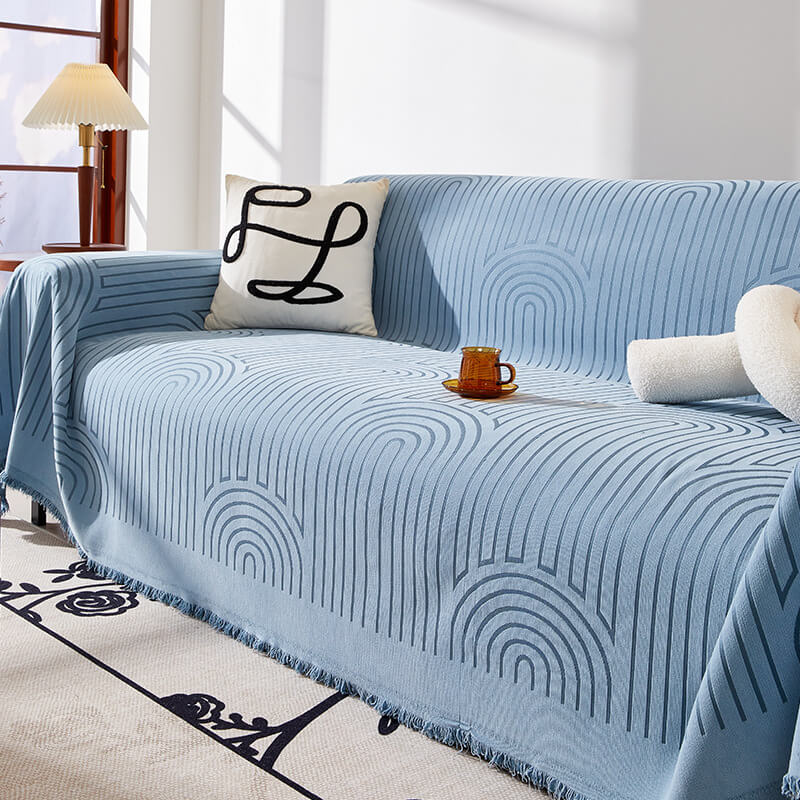 Minimalistisches Bogenmotiv kratzfester Chenille-Wurfsofa-Bezug