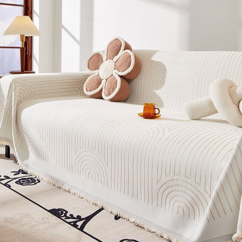 Minimalistisches Bogenmotiv kratzfester Chenille-Wurfsofa-Bezug