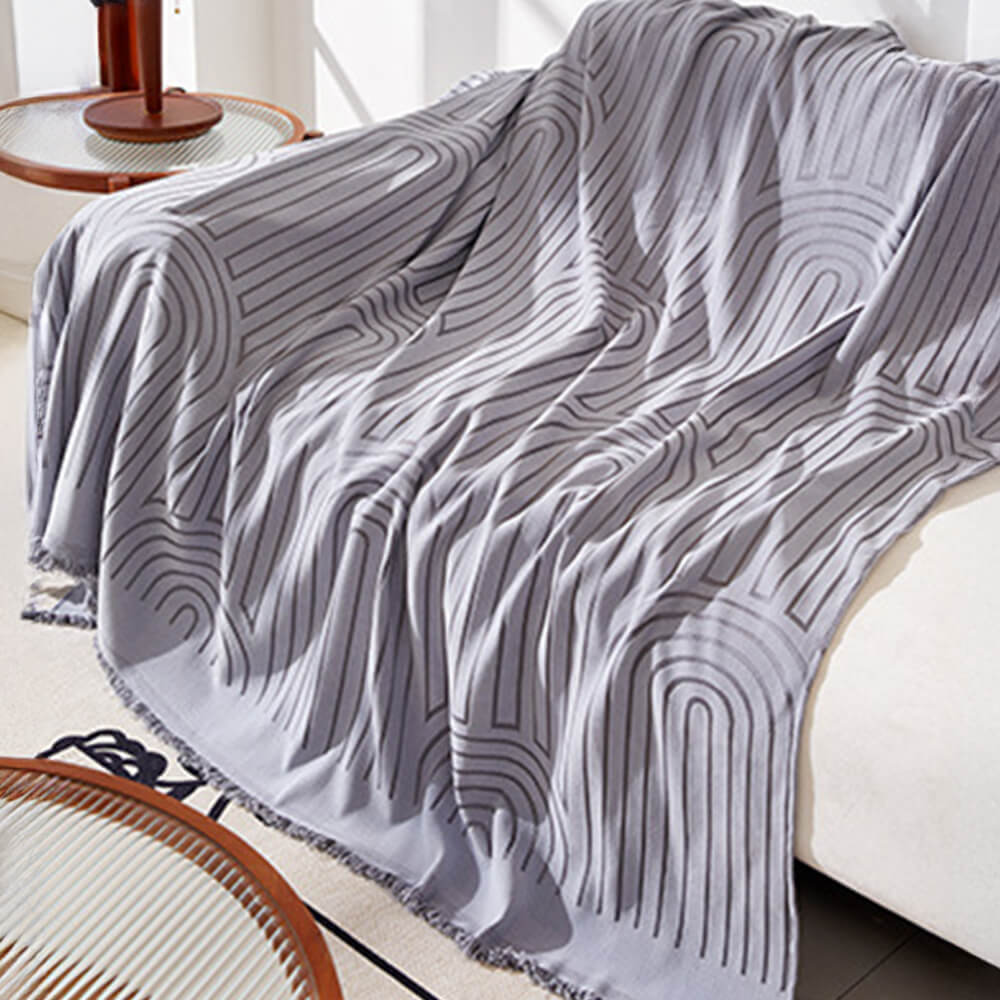 Minimalistisches Bogenmotiv kratzfester Chenille-Wurfsofa-Bezug