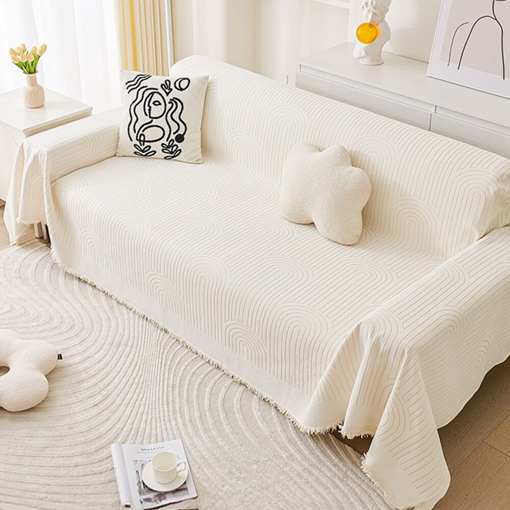 Minimalistisches Bogenmotiv kratzfester Chenille-Wurfsofa-Bezug