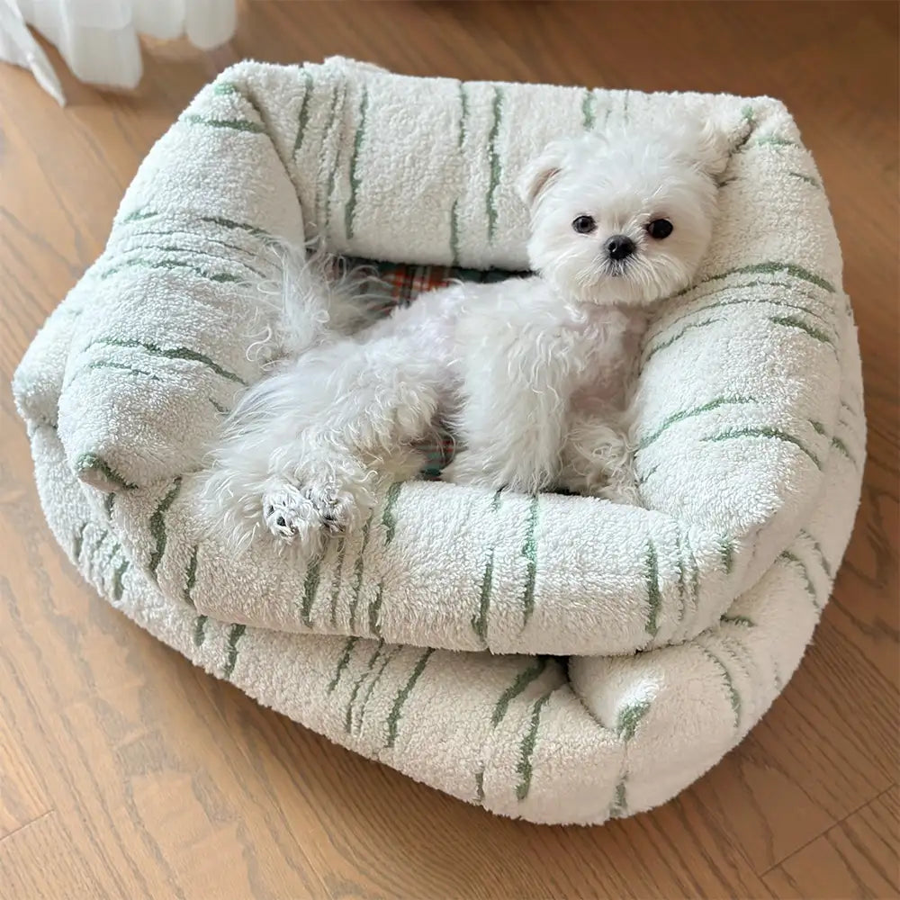 Moderner kariert Plüsch verdickter quadratischer beruhigender Hundebett