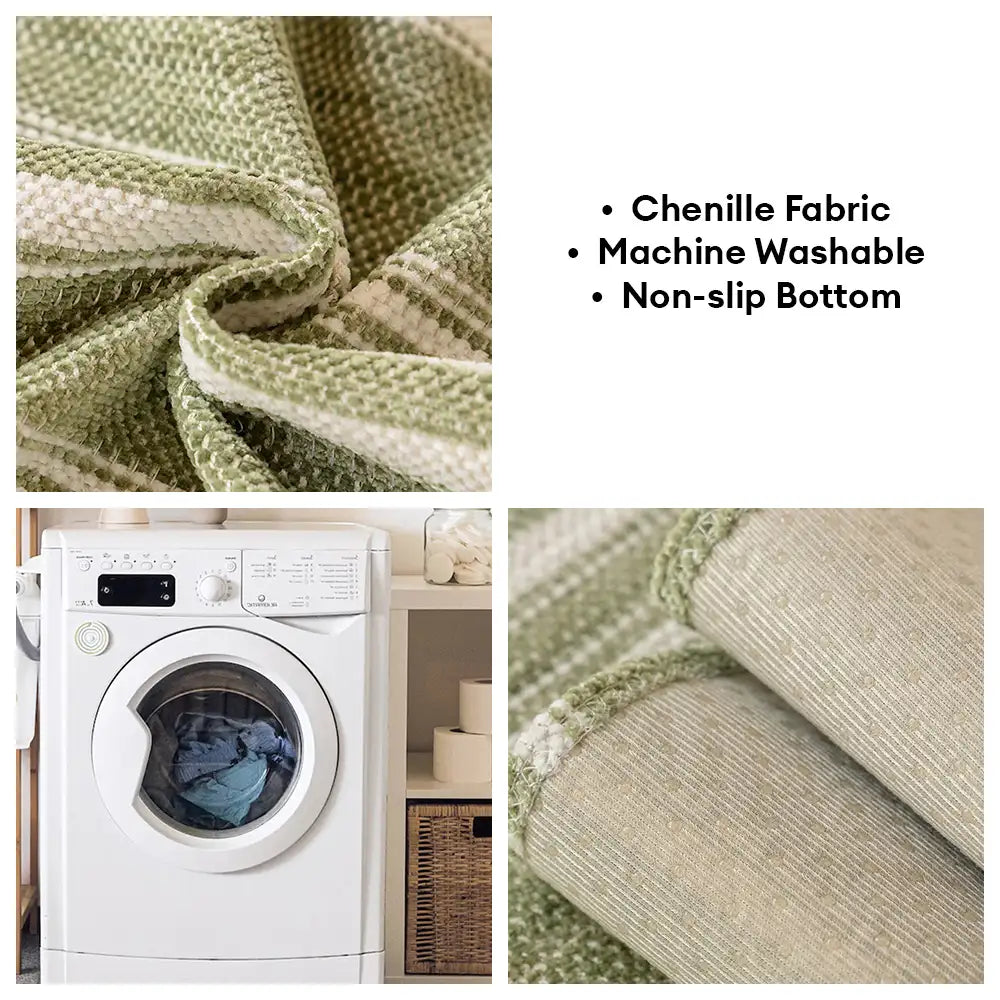Naturstreifen Chenille Verdickter Sofa-Schutz Waschbar Rutschfeste Couch-Bezug