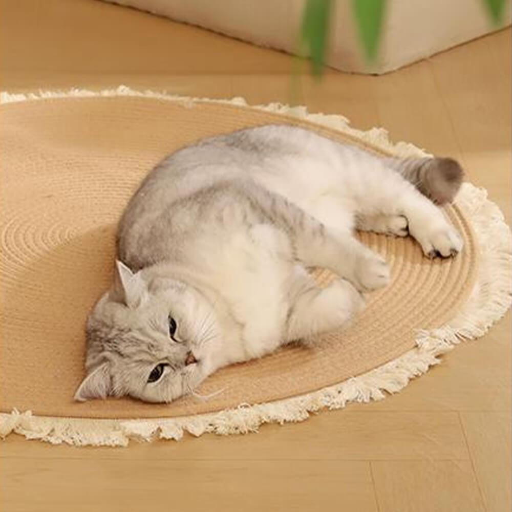 Nordisch handgewebte langlebige Katzenschrubbmatte mit Fransen