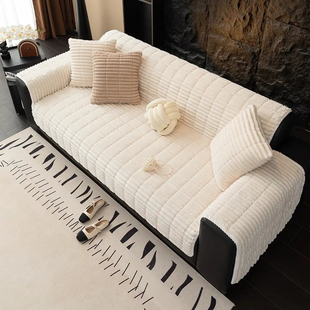 Einsitzer Bequemer Fleece Sofa Schutzhülle Rutschfeste Couchbezug