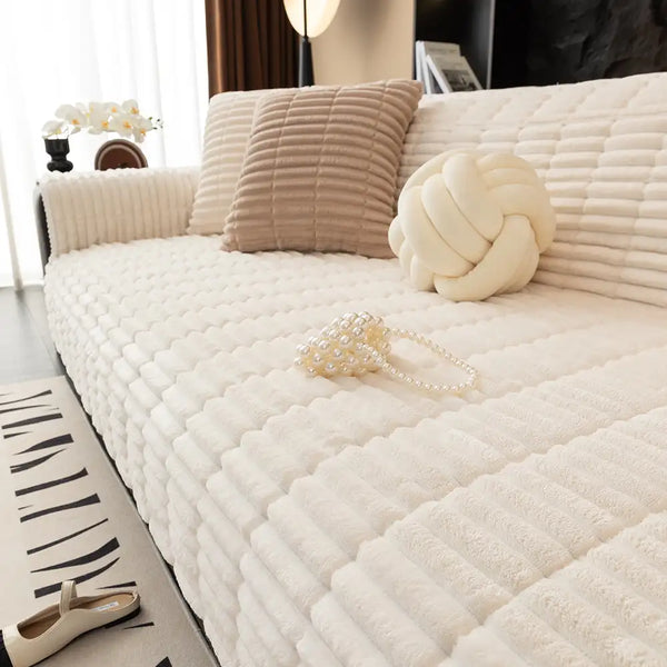 Einsitzer Bequemer Fleece Sofa Schutzhülle Rutschfeste Couchbezug