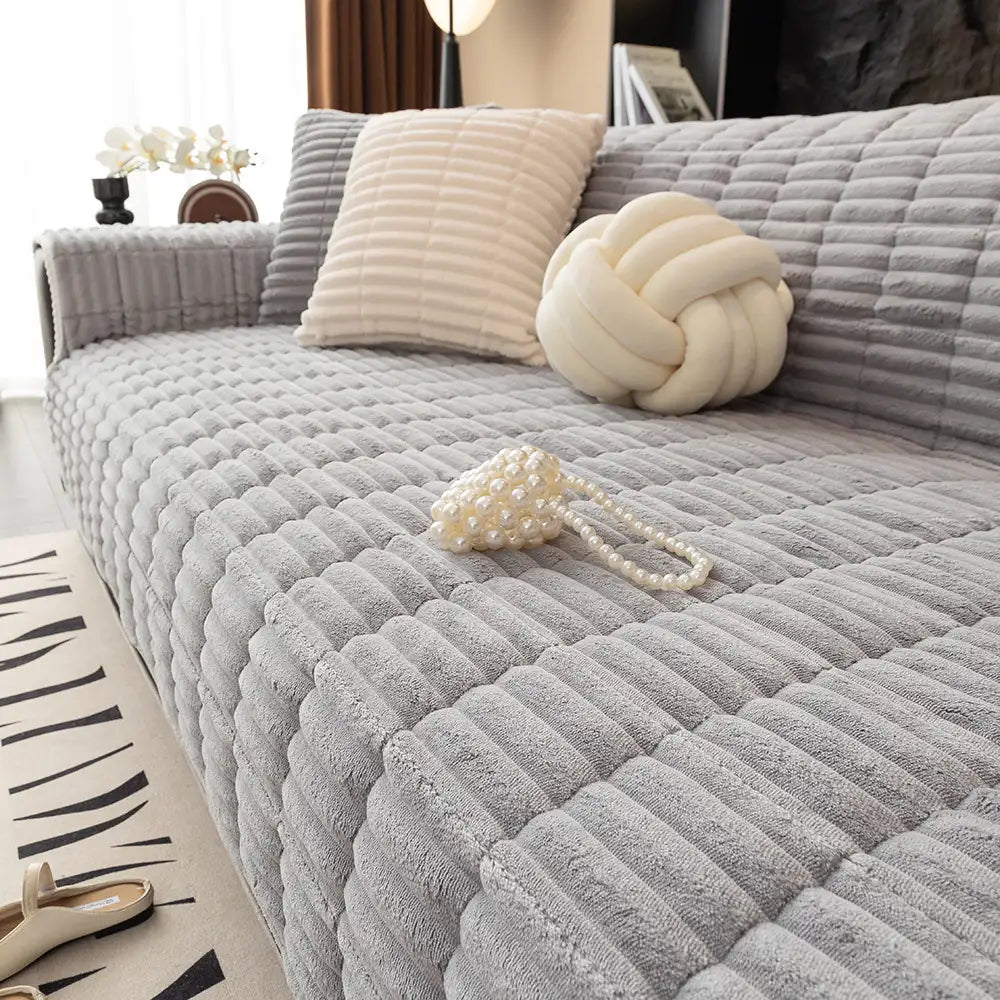 Einsitzer Bequemer Fleece Sofa Schutzhülle Rutschfeste Couchbezug