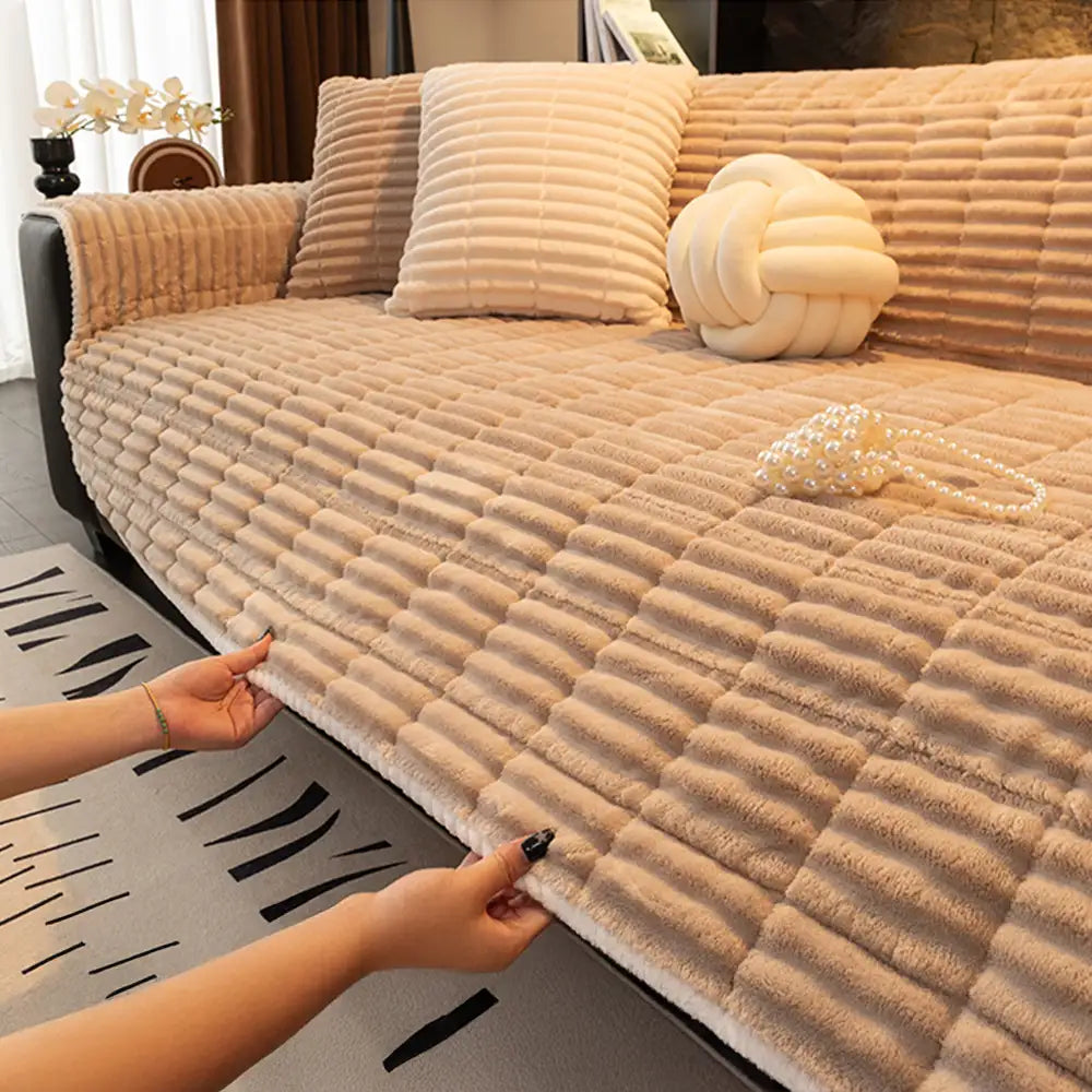 Einsitzer Bequemer Fleece Sofa Schutzhülle Rutschfeste Couchbezug